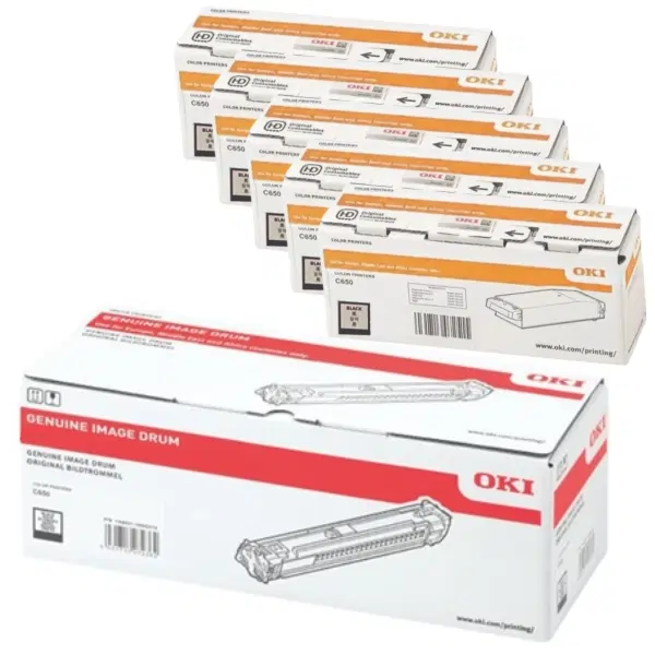 Oki C650DN Black Drum Unit & 5 x OKI C650DN Black Toner Cartridge YA8001-1099G016 YA8001-1088G036