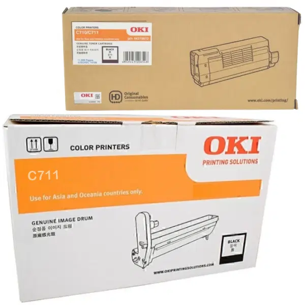 Oki C711N Black Drum Unit & OKI C710N/C711N Black Toner Cartridge 44318512 44318612