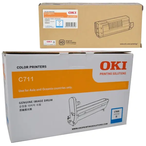 Oki C711N Cyan Drum Unit & OKI C710N/C711N Cyan Toner Cartridge 44318512 44318611