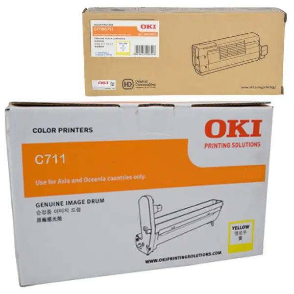 Oki C711N Yellow Drum Unit & OKI C710N/C711N Yellow Toner Cartridge 44318509 44318609