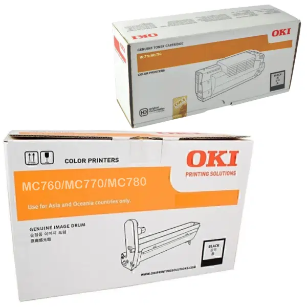 Oki MC770 Black Drum Unit & OKI MC770/MC780 Black Toner Cartridge 45395708 45396208