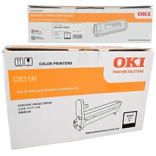 Oki C831N Black Drum Unit & OKI C831N Black Toner Cartridge 44844424 44844528