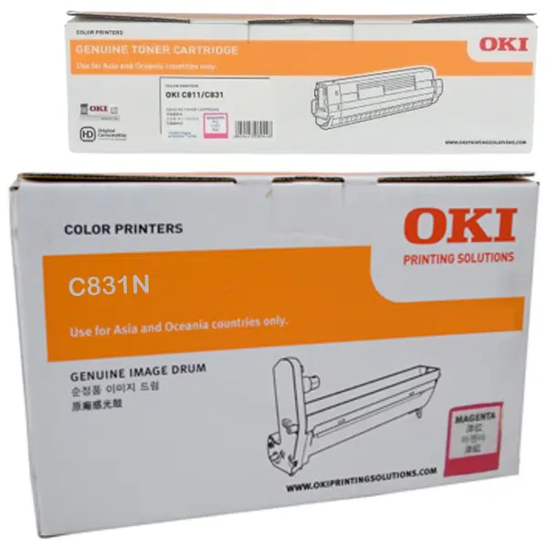 Oki C831N Magenta Drum Unit & OKI C831N Magenta Toner Cartridge 44844422 44844526