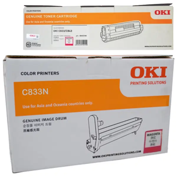 Oki C833N Magenta Drum Unit & OKI C833N Magenta Toner Cartridge 46438006 46443106