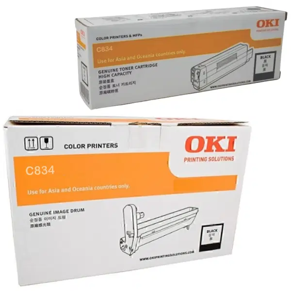 Oki C834 Black Drum Unit & OKI C834 Black Toner Cartridge 46857512 46861312