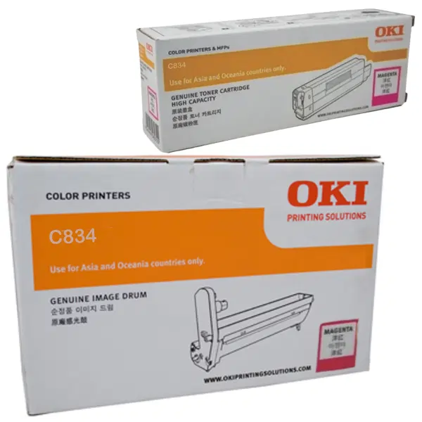 Oki C834 Magenta Drum Unit & OKI C834 Magenta Toner Cartridge 46857510 46861310