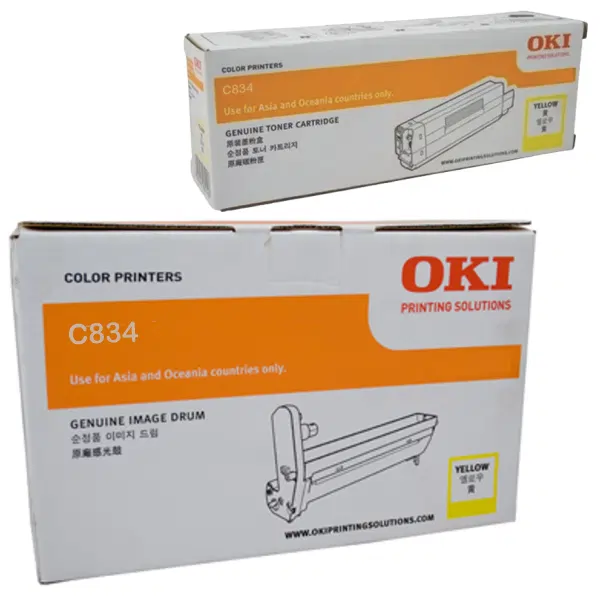 Oki C834 Yellow Drum Unit & OKI C834 Yellow Toner Cartridge 46857509 46861309