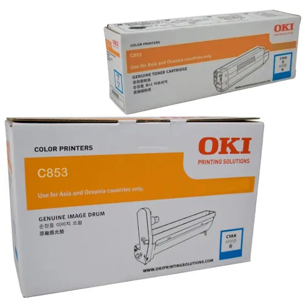 Oki MC853 Cyan Drum Unit & OKI MC853 Cyan Toner Cartridge 44844483 45862843