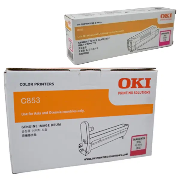 Oki MC853 Magenta Drum Unit & OKI MC853 Magenta Toner Cartridge 44844482 45862842