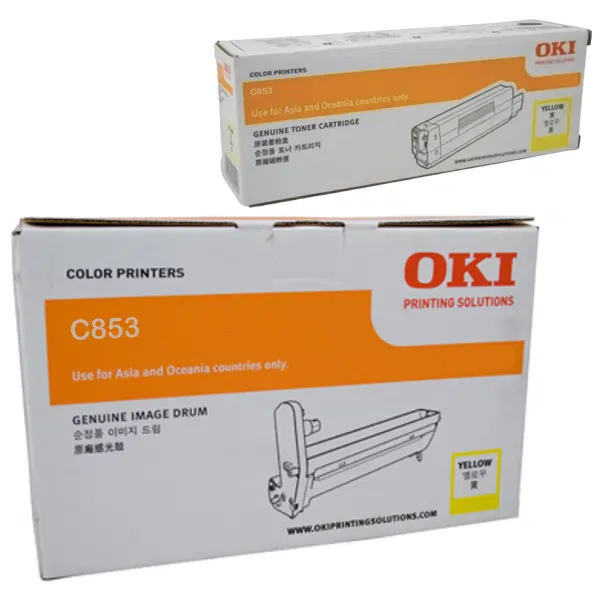 Oki MC853 Yellow Drum Unit & OKI MC853 Yellow Toner Cartridge 44844481 45862841