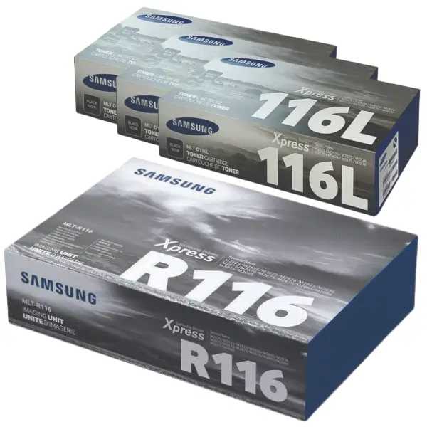 Samsung MLTR116 Image Drum Unit & 3 x Samsung MLTD116L High Yield Black Toner Cartridge