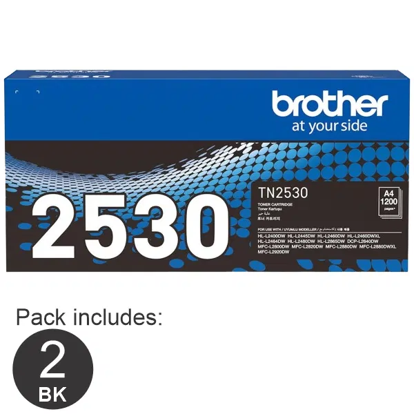 2 x Brother TN2530 Toner Cartridge TN-2530