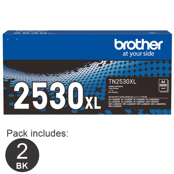 2 x Brother TN2530XL Toner Cartridge TN-2530XL