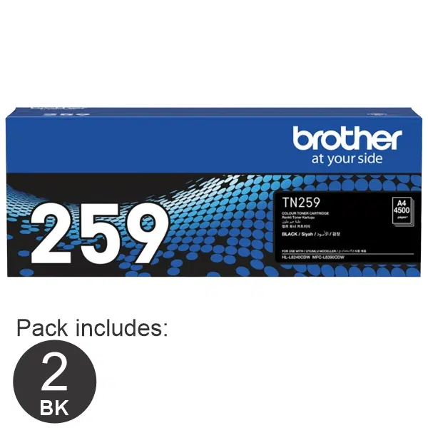 2 x Brother TN259BK Black Toner Cartridge TN-259BK