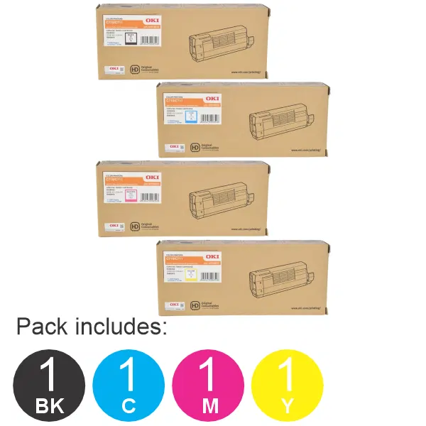 4 Pack OKI C710N/C711N (1BK,1C,1M,1Y) Toner Cartridges