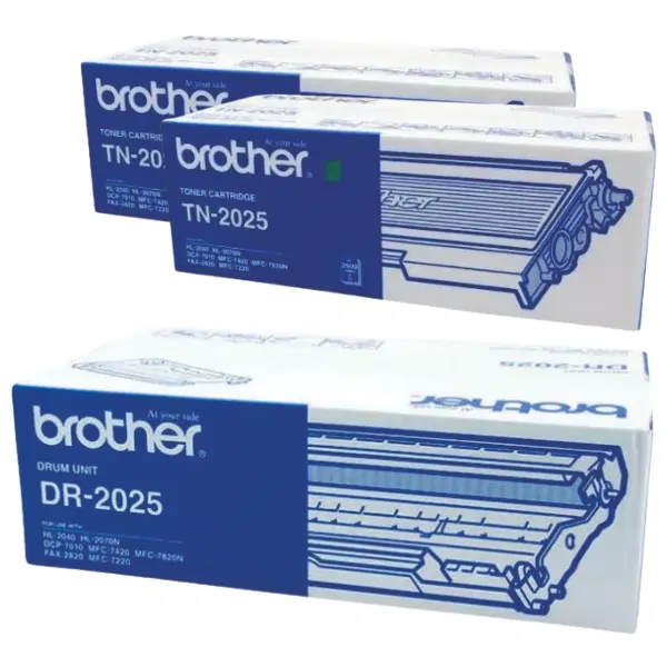 Brother DR2025 Drum Unit & 2 x Brother TN2025 Black Toner Cartridge