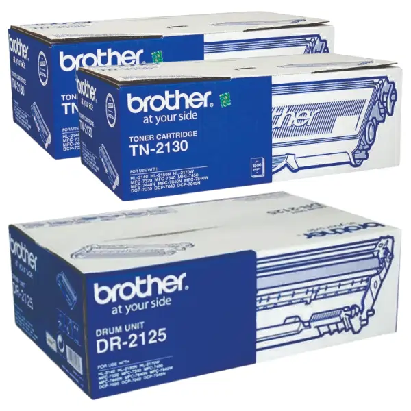 Brother DR2125 Drum Unit & 2 x Brother TN2130 Black Toner Cartridge