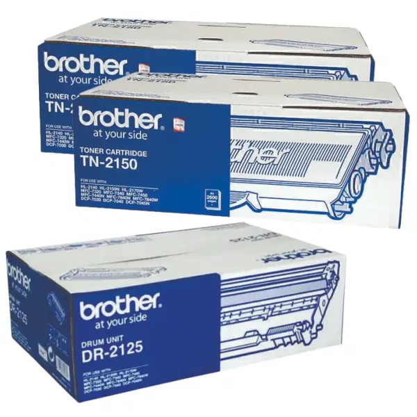 Brother DR2125 Drum Unit & 2 x Brother TN2150 Black Toner Cartridge