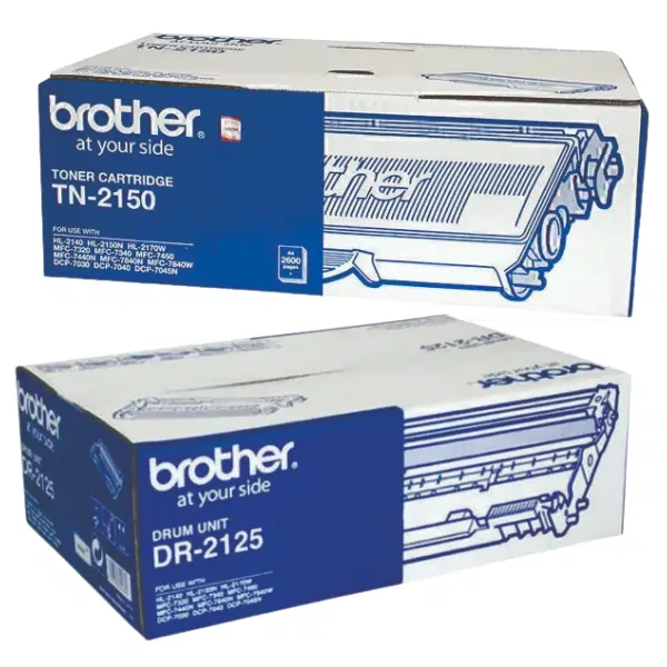 Brother DR2125 Drum Unit & Brother TN2150 Black Toner Cartridge