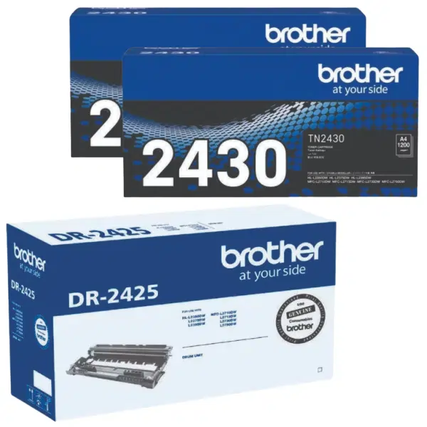 Brother DR2425 Drum Unit & 2 x Brother TN2430 Black Toner Cartridge