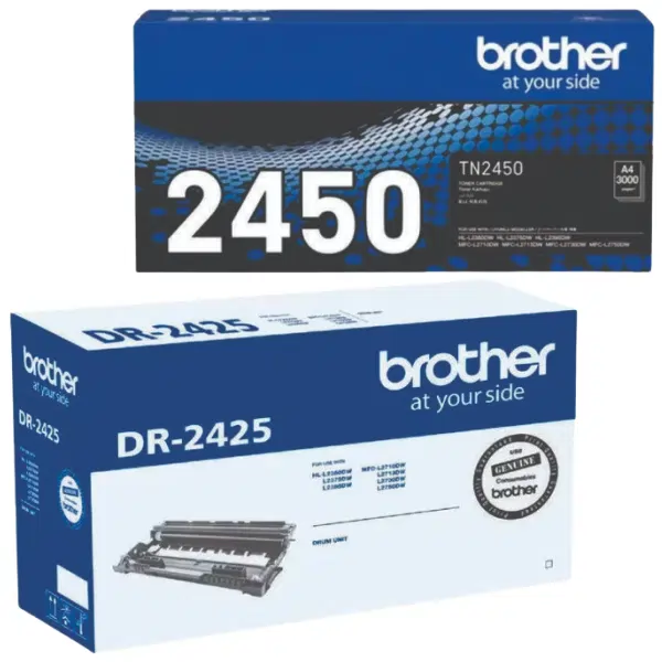 Brother DR2425 Drum Unit & Brother TN2450 Black Toner Cartridge