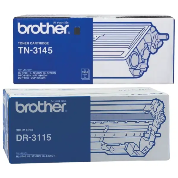 Brother DR3115 Drum Unit & Brother TN3145 Black Toner Cartridge