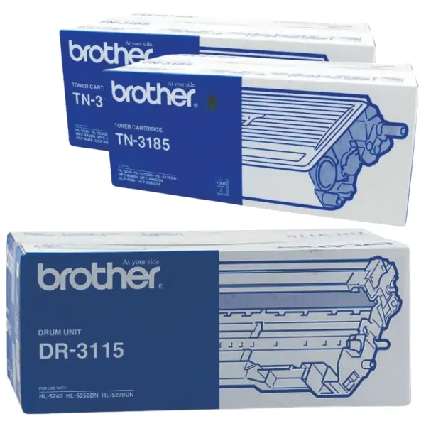 Brother DR3115 Drum Unit & 2 x Brother TN3185 Black Toner Cartridge