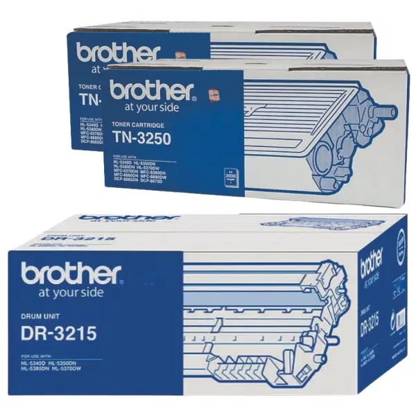 Brother DR3215 Drum Unit & 2 x Brother TN3250 Black Toner Cartridge