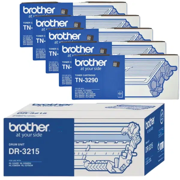 Brother DR3215 Drum Unit & 5 x Brother TN3290 Black Toner Cartridge