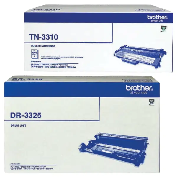 Brother DR3325 Drum Unit & Brother TN3310 Black Toner Cartridge