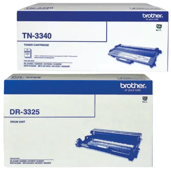 Brother DR3325 Drum Unit & Brother TN3340 Black Toner Cartridge