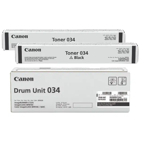 Canon CART034 Black Drum Unit & 2 x Canon CART034 Black Toner Cartridge