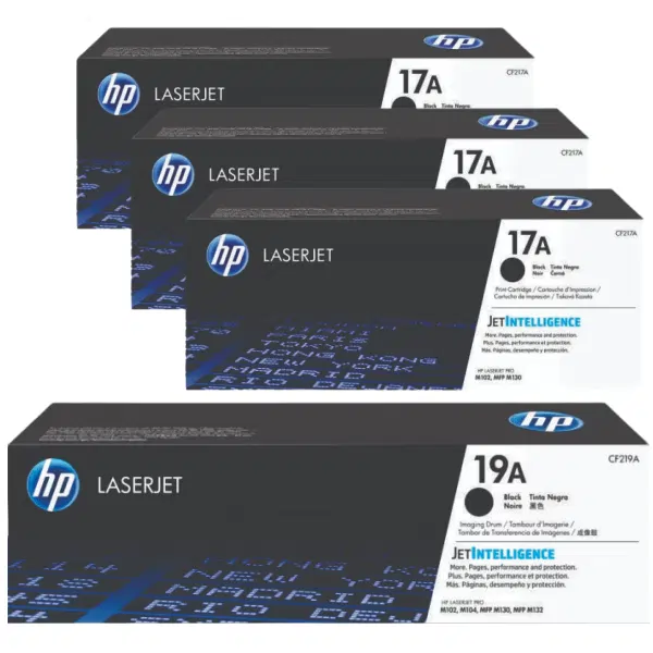 HP #19A Imaging Drum Unit CF219A & 3 x HP #17A Black Toner Cartridge CF217A