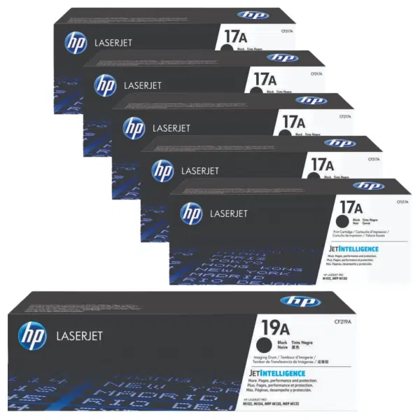 HP #19A Imaging Drum Unit CF219A & 5 x HP #17A Black Toner Cartridge CF217A