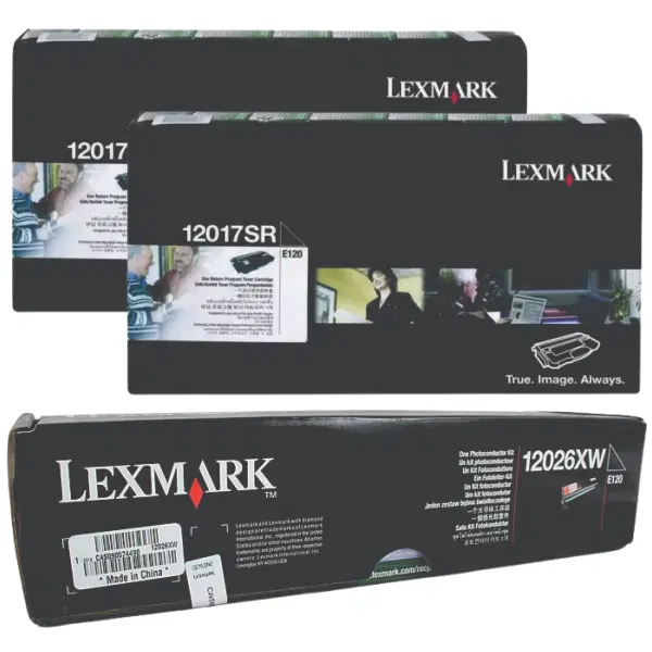 Lexmark 12026XW Drum Unit & 2 x Lexmark 12017SR Black Toner Cartridge