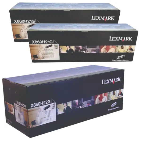 Lexmark X860H22G Drum Unit & 2 x Lexmark X860H21G Black Toner Cartridge