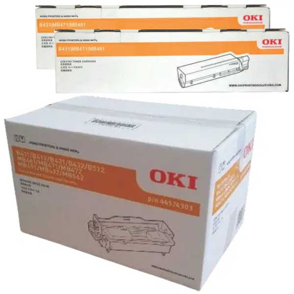 Oki B431 Drum Unit & 2 x OKI B431 Black High Yield Toner Cartridge 44574303 44917603