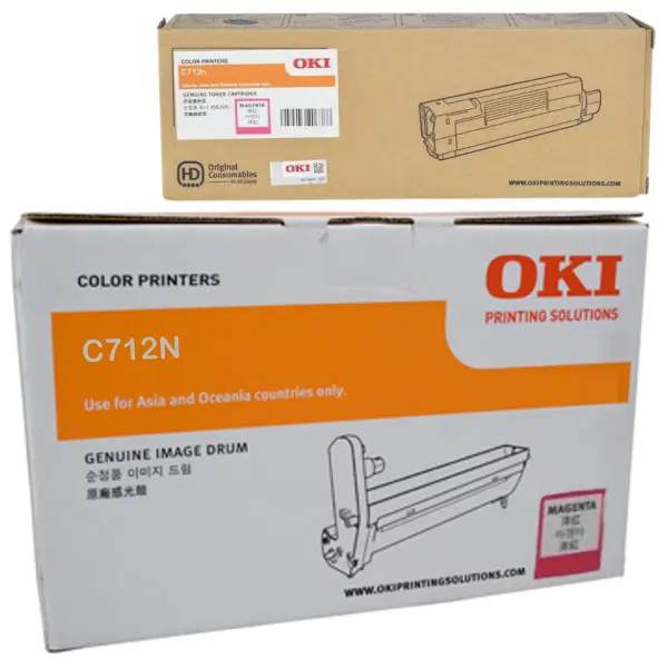 Oki C712N Magenta Drum Unit & OKI C712N Magenta Toner Cartridge 46507410 46507610