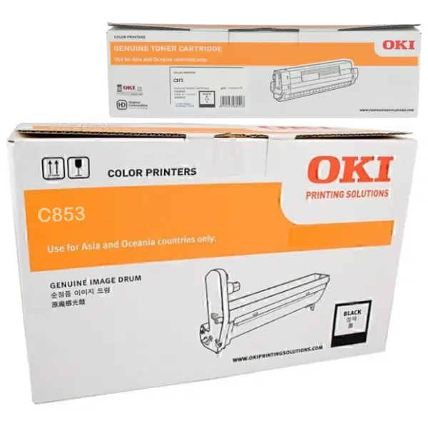 Oki MC853 Black Drum Unit & OKI MC873 Black Toner Cartridge 44844484 45862832