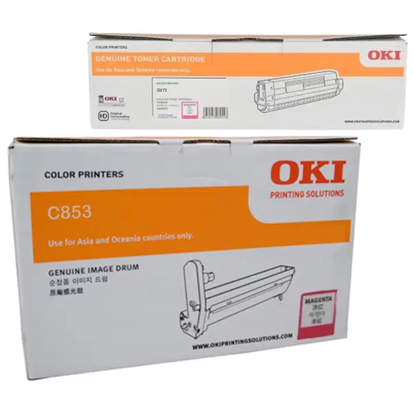 Oki MC853 Magenta Drum Unit & OKI MC873 Magenta Toner Cartridge 44844482 45862829