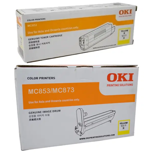 Oki MC853 Yellow Drum Unit & OKI MC853 Yellow Toner Cartridge