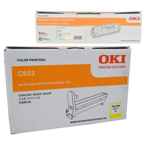 Oki MC853 Yellow Drum Unit & OKI MC873 Yellow Toner Cartridge 44844481 45862828