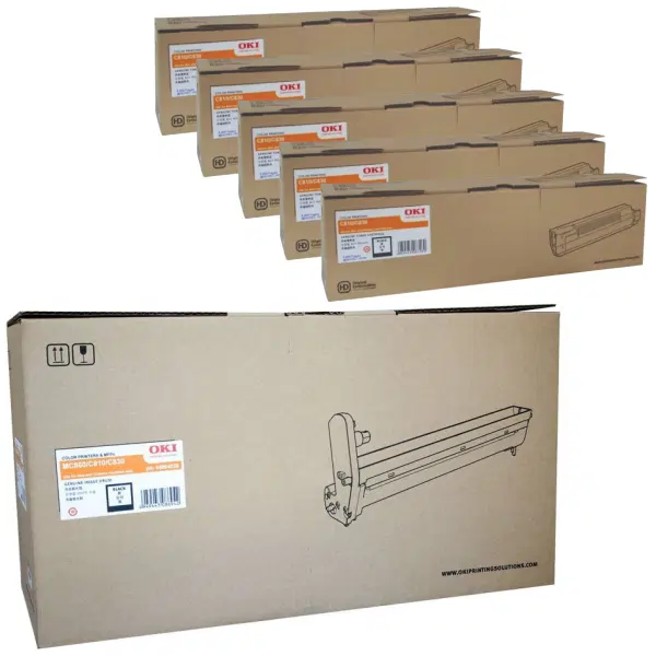 Oki MC860 Black Drum Unit & 5 x OKI C810 Black Toner Cartridge 44064036 44059136