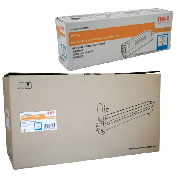 Oki MC860 Cyan Drum Unit & OKI MC852 Cyan Toner Cartridge 44064035 44643023