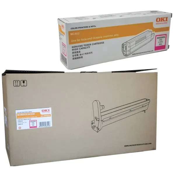 Oki MC860 Magenta Drum Unit & OKI MC852 Magenta Toner Cartridge 44064034 44643022