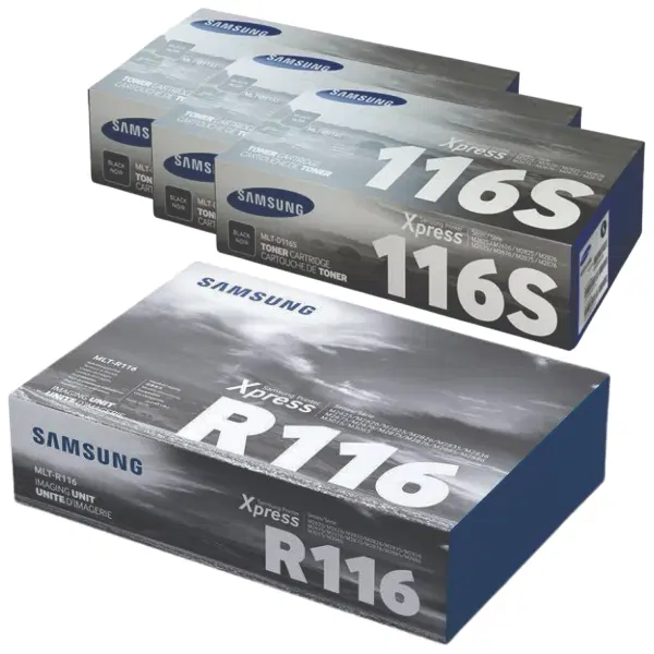 Samsung MLTR116 Image Drum Unit & 3 x Samsung MLTD116S Black Toner Cartridge