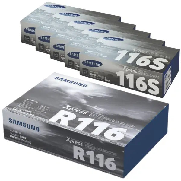 Samsung MLTR116 Image Drum Unit & 5 x Samsung MLTD116S Black Toner Cartridge