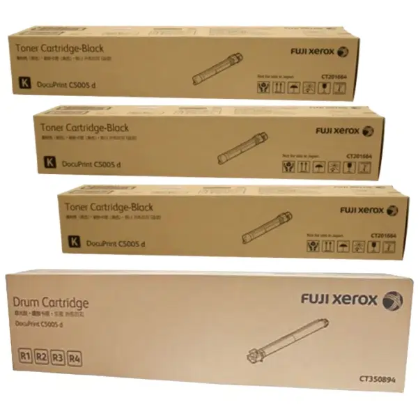 Fuji Xerox CT350894 Drum Unit & 3 x Fuji Xerox CT201664 Black Toner Cartridge