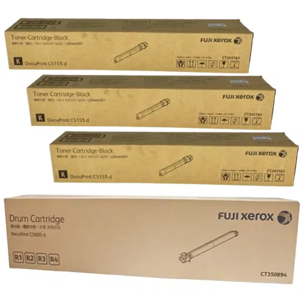 Fuji Xerox CT350894 Drum Unit & 3 x Fuji Xerox CT203161 Black Toner Cartridge