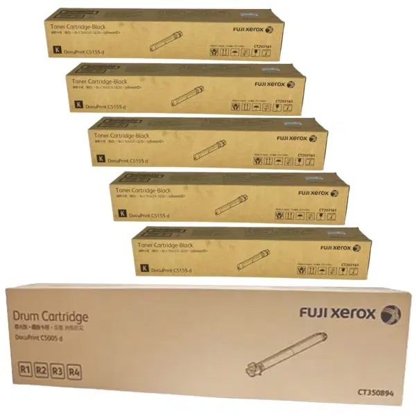 Fuji Xerox CT350894 Drum Unit & 5 x Fuji Xerox CT203161 Black Toner Cartridge